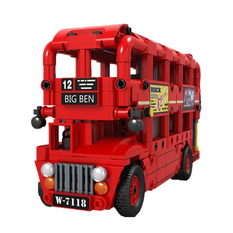 

487pcs Electric Double Decker Bus Car Model Building Block LegoINGlys Speed Technic Series Brick Set Toys Gift