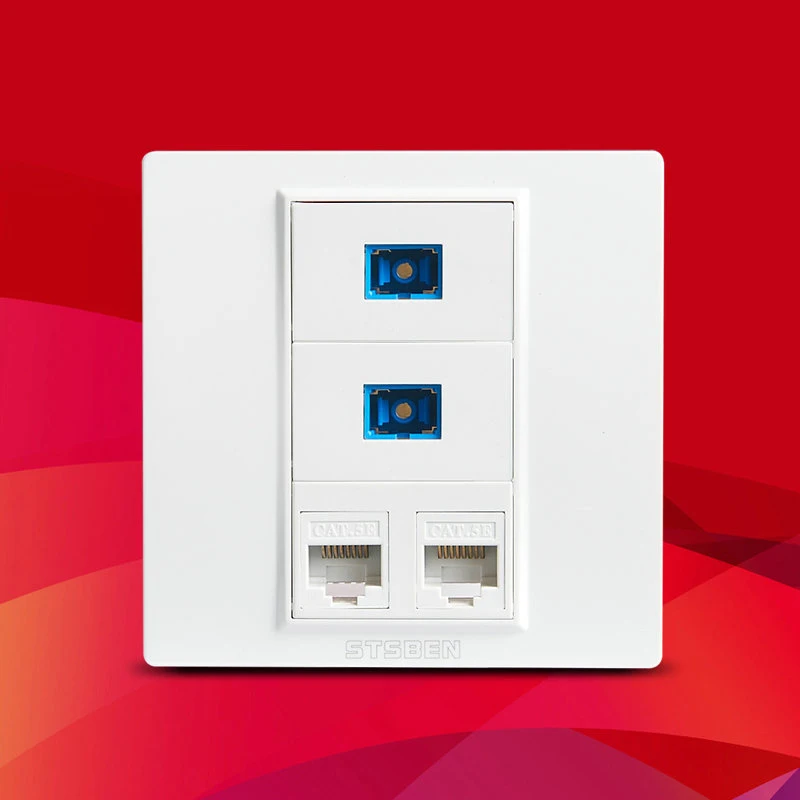 

Dual port CAT6 RJ45 Ethernet Module and Dual port Fiber SC Optical Interface Socket 86 Type Wall Panel Sockets White Weak Panel