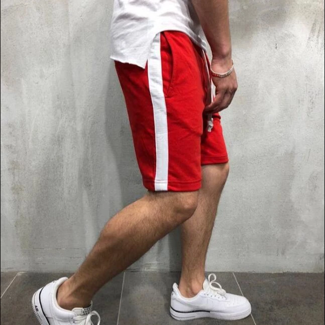 

Summer Men's Side Striped Sport Shorts Male Adjusted Sashes Training Running Sport Workout Casual Jogging Short Pants Trousers