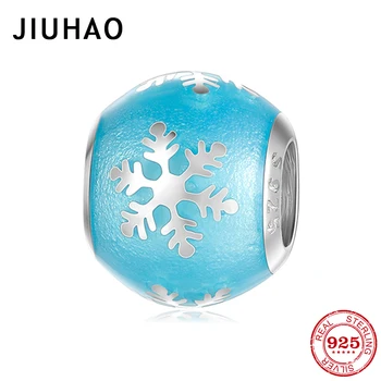 

Unique glossy blue enamel snowflake 925 Sterling Silver Beads Womens Accessories Fit Original European Bracelets fine Jewelry