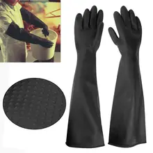 Gumowe rękawice lateksowe PPE długie rękawiczki anty chemiczne rękawice przemysłowe 60CM tanie tanio CN (pochodzenie) 140g Grube RUBBER Czyszczenie Anti Chemica