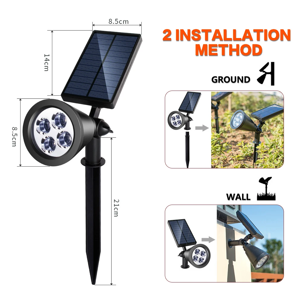 Солнечный 4LED/7LED 2-в-1 свет сада с белой стеной с сигналами "красный-зеленый-синий вставки прожектор Водонепроницаемый WarmWhite уличное ландшафтное освещение с коробкой