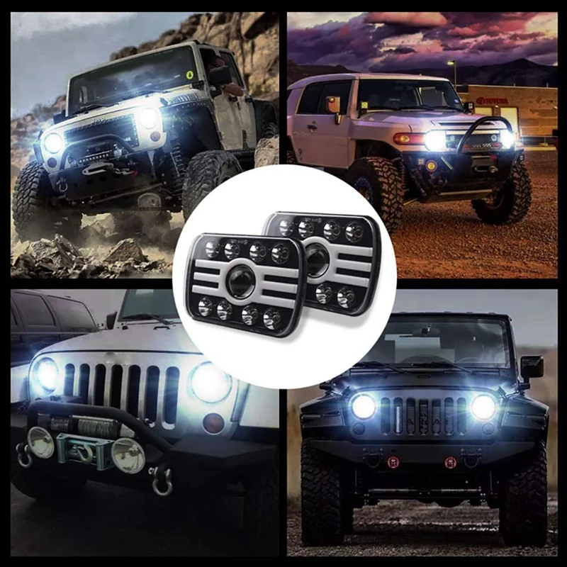 2 шт. 5X7 7X6 дюймов светодиодный фонарь Angel Eye с 8 линзами, 500 Вт 30000LM Рабочая фара для Jeep Wrangler