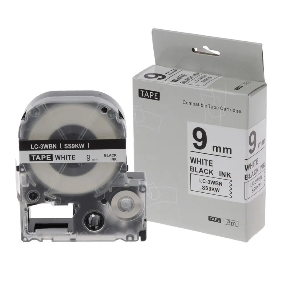 

100% Brand New and High Quality Black on White Label Tape Compatible Epson Label Tapes 9mm for LW-300 LW-400