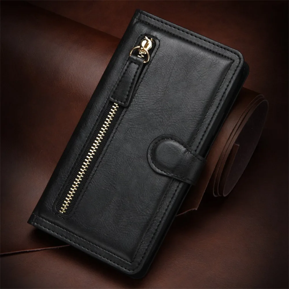 Black Eqvvol Чехол-книжка в стиле ретро из искусственной кожи для iPhone 11 Pro MAX X XS XR 7 8 6 6s Plus, чехол-кошелек с отделением для кредитных карт, противоударный чехол - Цвет: Black