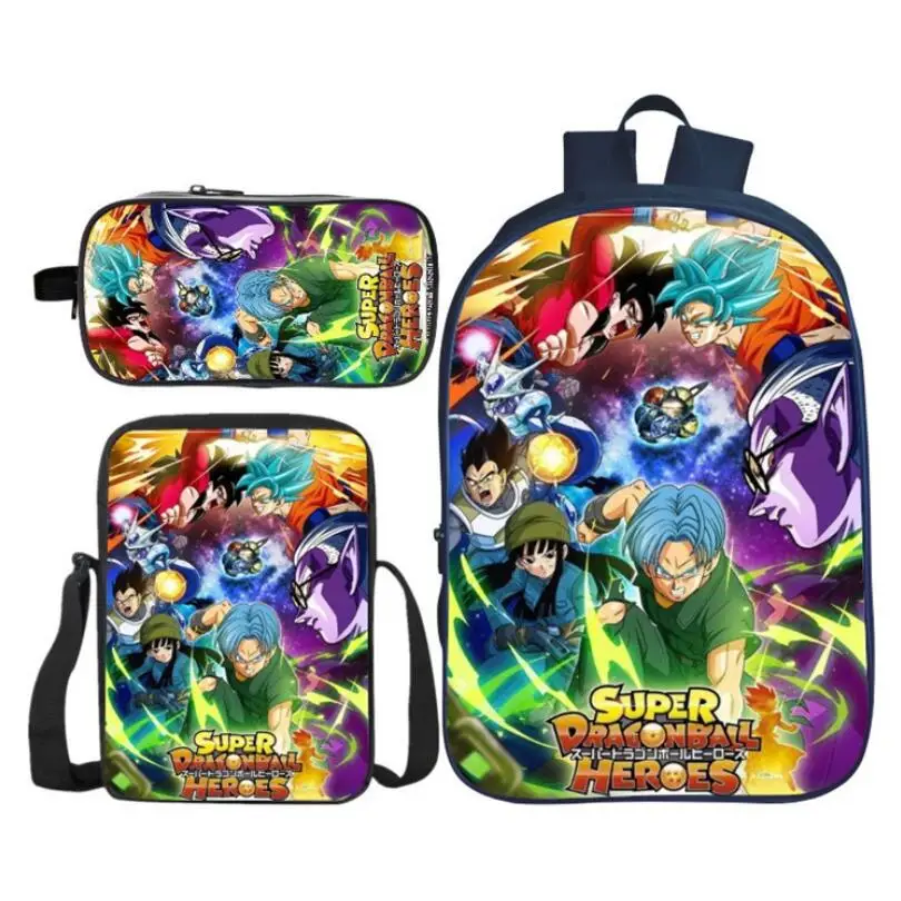 Лидер продаж, 3 шт./компл., модные детские школьные сумки с 3D принтом Dragon Ball, рюкзак для детей, рюкзак на плечо для мальчиков и девочек