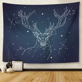 

Blue Animal Starry Sky Constellation Deer Star Map Night Tapestry Wall Hanging for Living Room Bedroom Dorm 50x60 inches