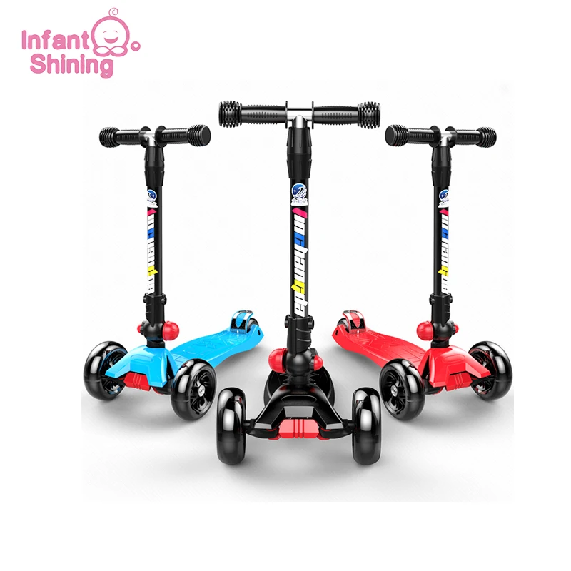 

Infant Shining Kids Scooter Flash Wheels Graffit Foldable Car Removable Height Adjustable Kids Scooter With Anti-skid Toy