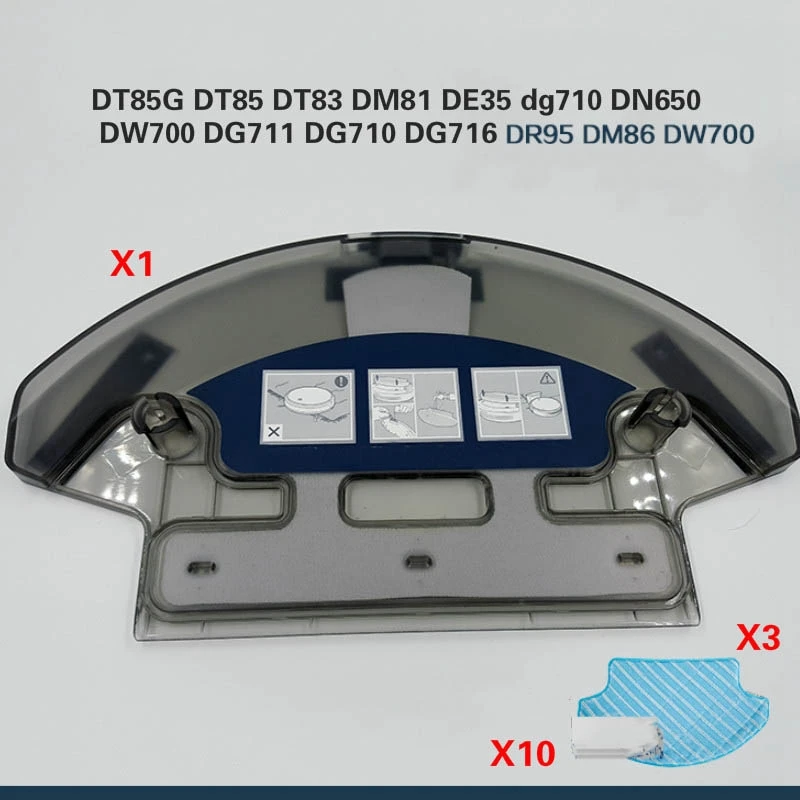 Резервуар для воды + 3 X Швабра Ткань Для Ecovacs Deebot Dt85G Dt85 Dt83 Dm81 De35 Dg710 Робот Запчасти для пылесоса Замена резервуара для воды