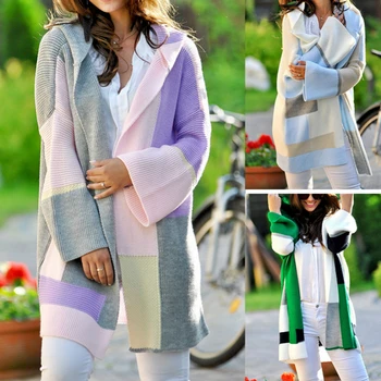 

Women 's Long Cardigan Hooded Loose Sweater Fashion Cardigan Casual Knit Sweater Women