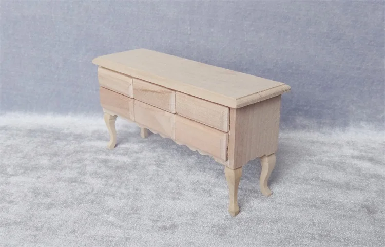  Miniature model 1:12 Wooden desk with drawers Building sand table model materials
