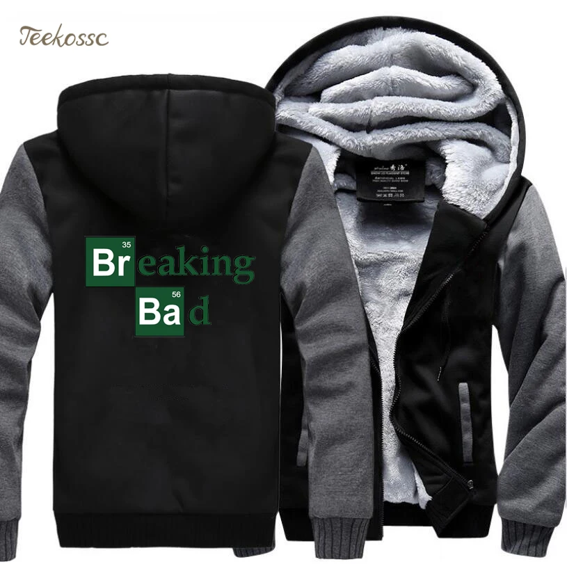 Breaking Bad свитшот с Хайзенбергом, худи для мужчин,, хит, зима, на молнии, с капюшоном, флис, повседневная мужская Толстая Толстовка с капюшоном, мужской размера плюс 5XL