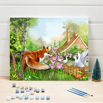 

Paint Picture By Numbers Animal Fox On Canvas DIY Digital Acrylic Oil Painting Kits For Living Room Wall Home Decor Art Coloring