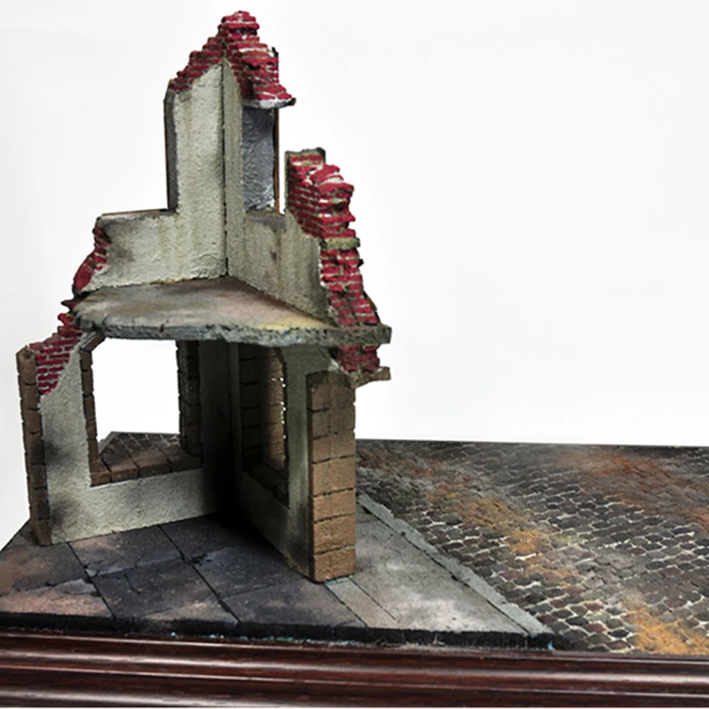 WWII Ruins Corner House Military Model Building Kit 1/35 Scale Diorama Scene