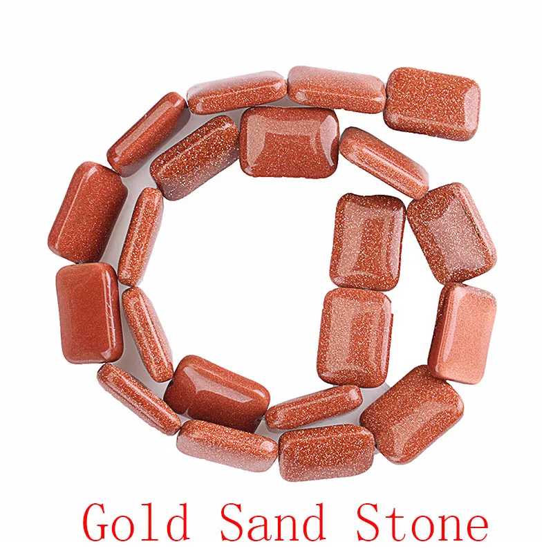 Gold Sand Натуральная Прямоугольная форма камня свободные бусины 13X18 мм DIY ручной работы разделитель бусины браслеты ожерелье для женские украшения изготовление - Цвет: Gold Sand