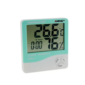 

HTC-1 Indoor LCD Electronic Digital Temperature Humidity Meter Room Thermometer Hygrometer Alarm Clock Weather Station