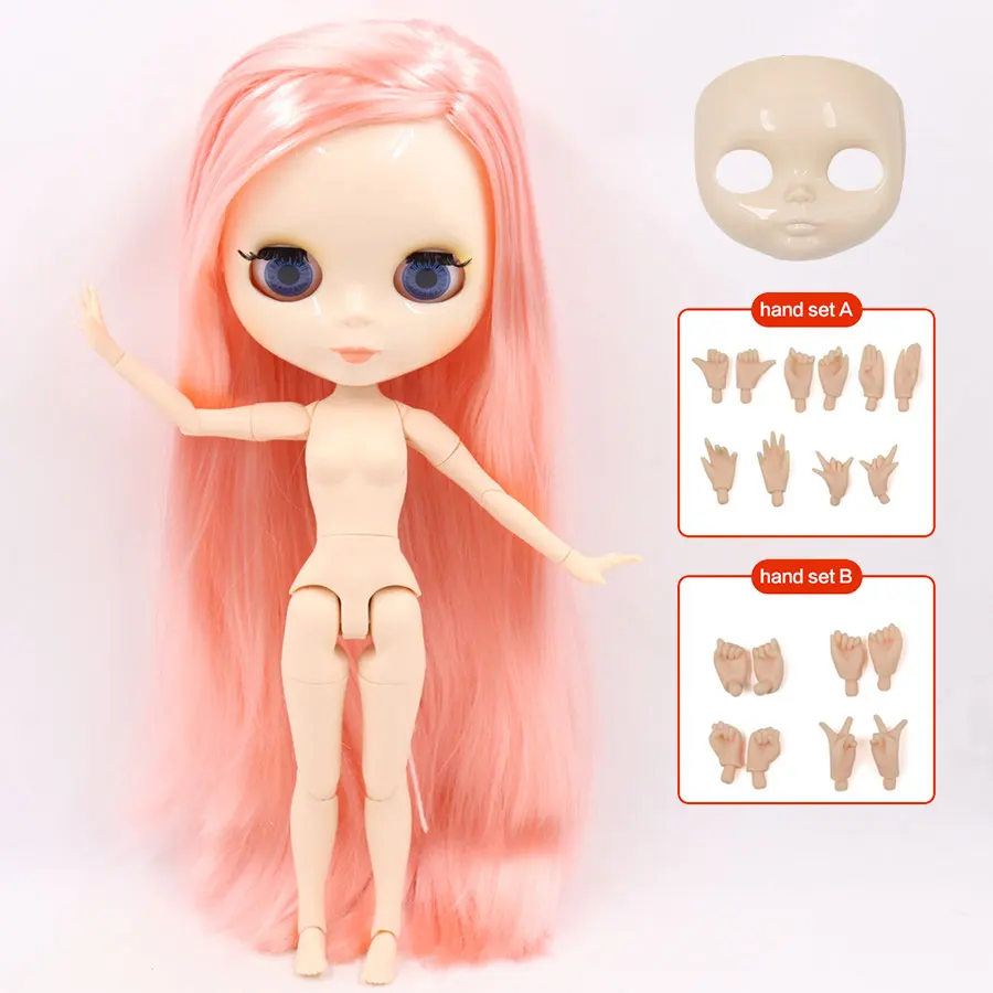ICY Blyth кукла Обнаженная 1/6 шарнир тело 30 см игрушки BJD белое блестящее лицо с дополнительными руками AB и Лицевая панель DIY модные куклы подарок для девочки - Цвет: doll hand AB shell