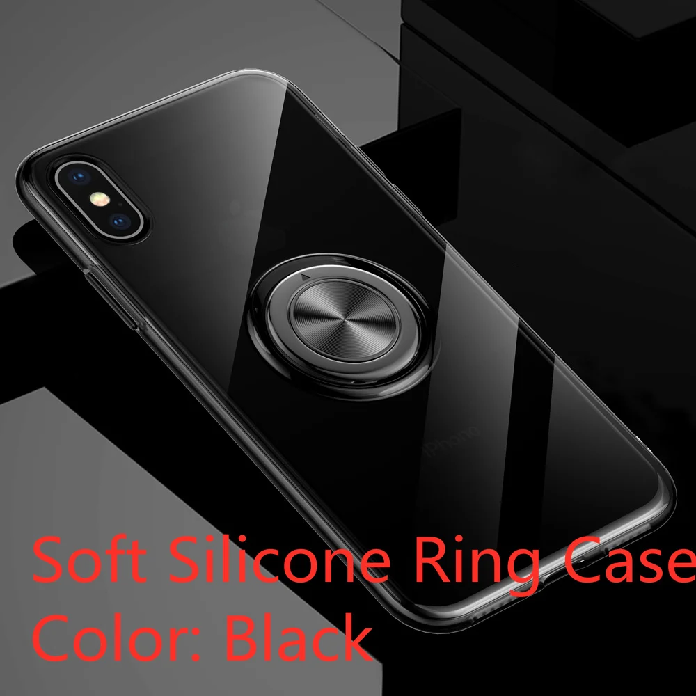Soft Silicone Black Для samsung Galaxy S10 чехол мягкий ультра тонкий прозрачный держатель кольцо Автомобильный Магнит чехол для телефона для samsung Galaxy S10E S10 Plus S10+ S10 5G - Цвет: Soft Silicone Black
