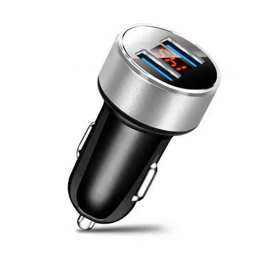 Многофункциональный портативный двойной USB светодиодный цифровой дисплей Быстрая зарядка 5 в 3.1A автомобильное зарядное устройство адаптер Зажигалка быстрая Стайлинг автомобиля - Название цвета: Silver 3 1A