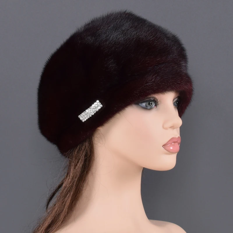 Натуральный норковый Меховой берет femme, роскошный модный бренд, женские высококачественные шапки, сохраняющие тепло в России, зимняя женская, Новое поступление, меховая шапка