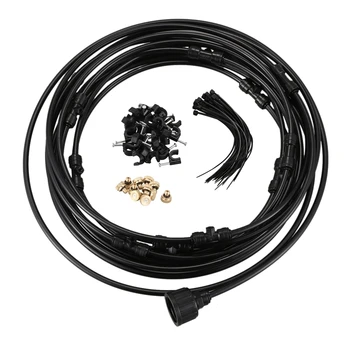 

12M PE Pipe Outdoor Misting Cooling System Kit for Greenhouse Garden Patio Watering Irrigation Mister Line System (Black)