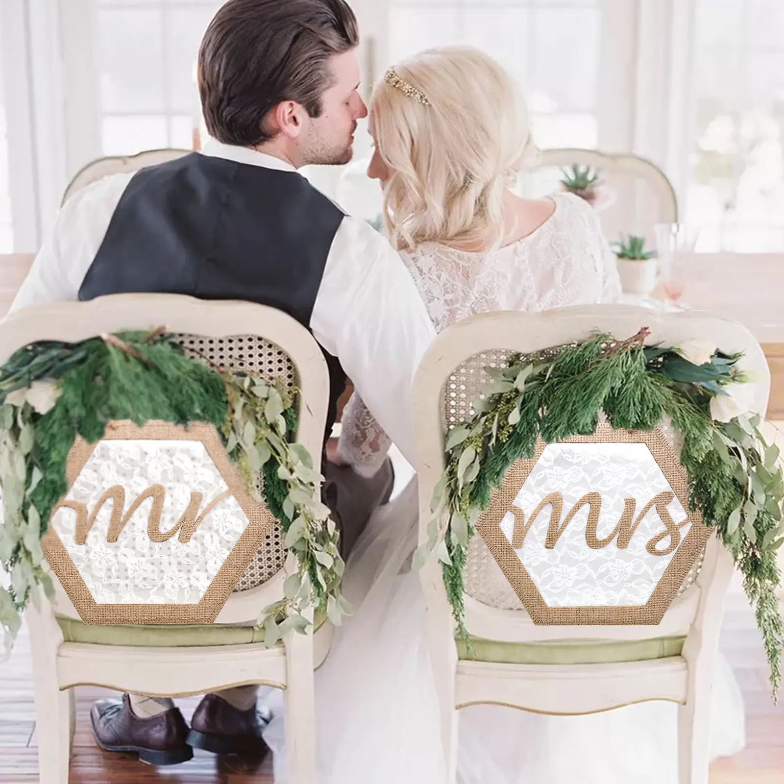 Свадебное украшение для стула Mr & Mrs кружевной Чехол с круглым орнаментом