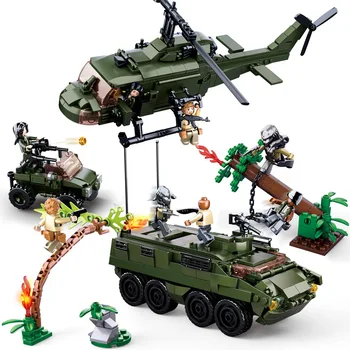 

0719 military heroes movie armored vehicle helicopter building block Toy