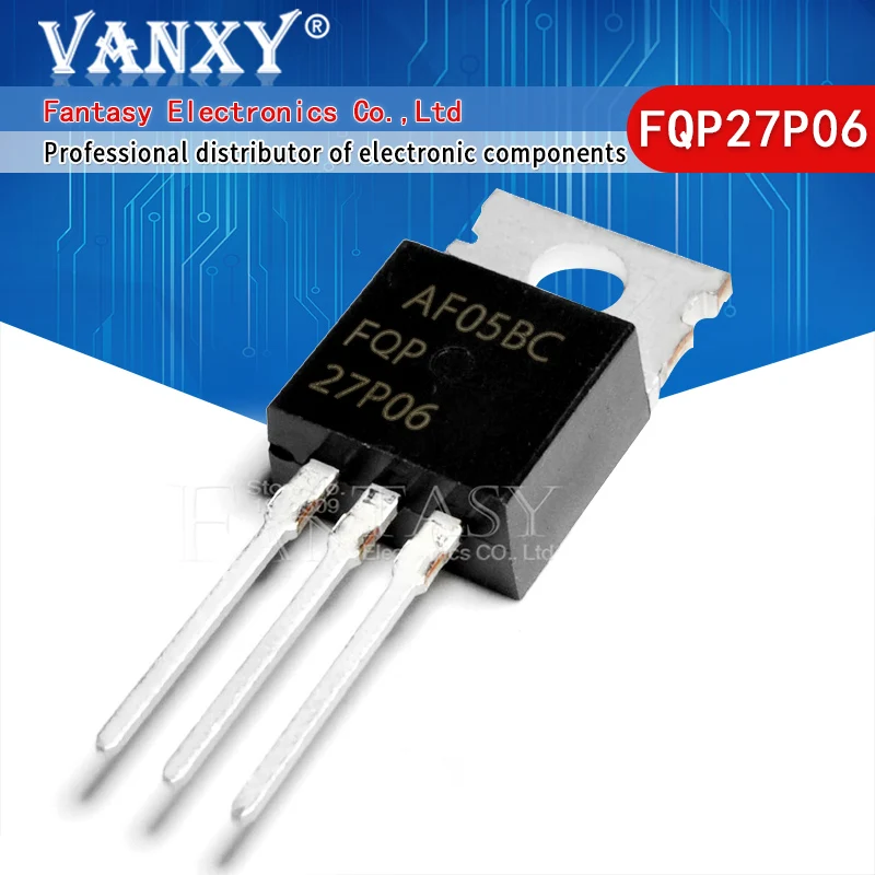 Lot De 10 Transistors MOSFET FQP27P06 TO-220 - 60V 27A - Pour Circuits électroniques Et Réparations