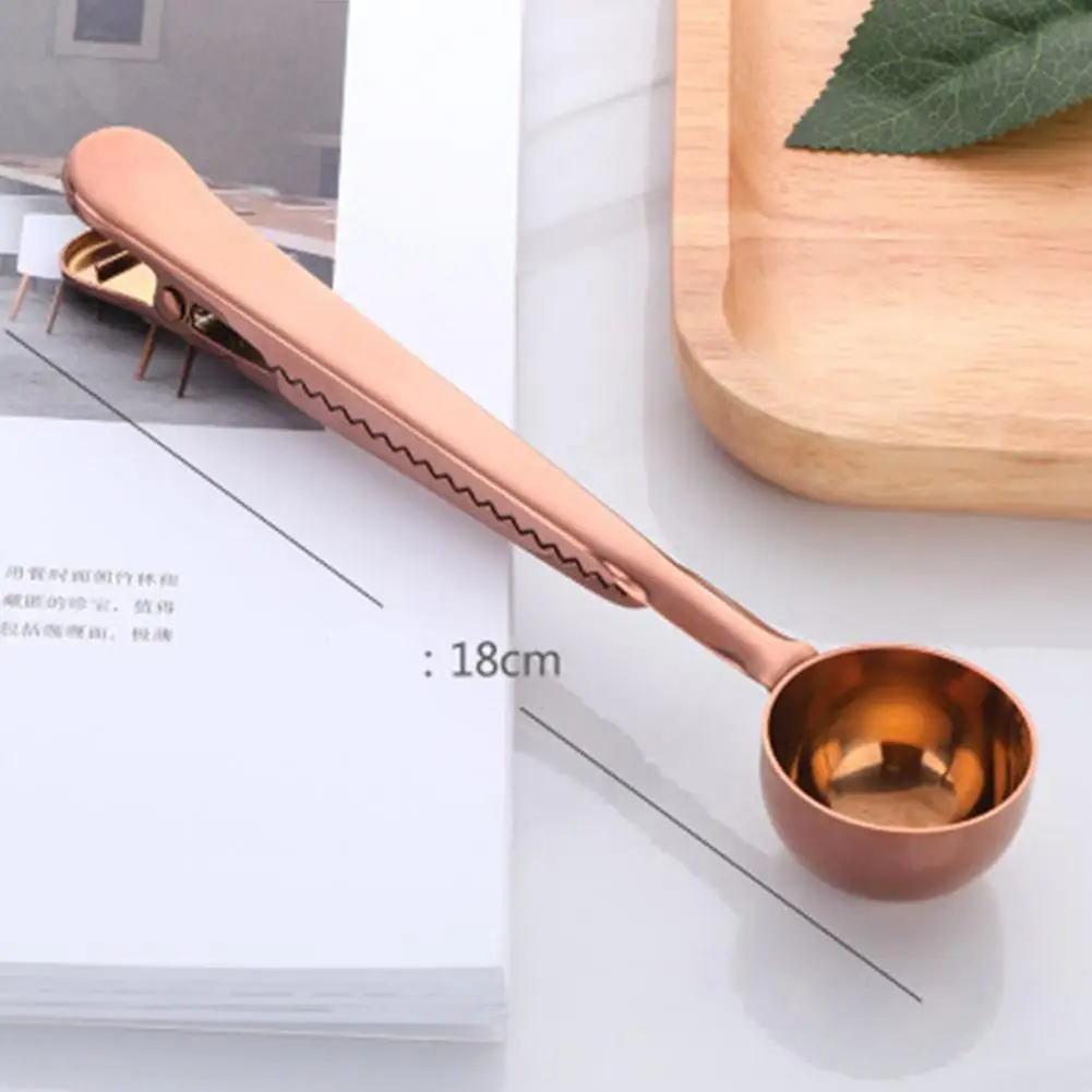 Rose gold IdealHouse многофункциональный 2 в 1 кухня нержавеющая сталь Кофе Совок с зажимом для чая кофе - Цвет: Rose gold