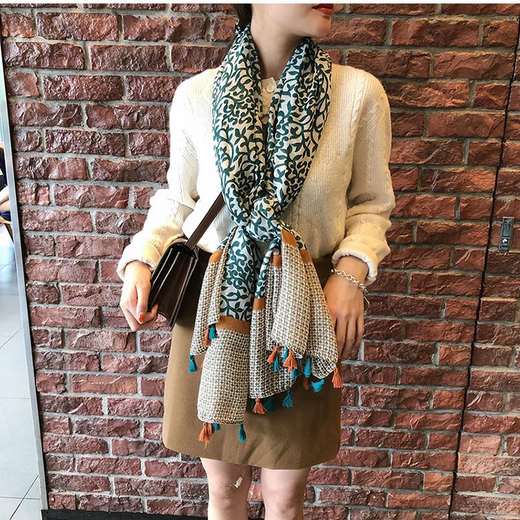 style 38 KYQIAO головной платок, новинка, женский, для девочек, весна, осень, дизайнерский, длинный, богемный, этнический, мягкий, с принтом, шарф, накидка с кисточками, шаль, палантин - Цвет: style 38