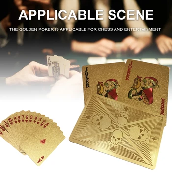 

Hot waterproof Golden Playing Cards gold foil poker set high quality playing card pokerstars party game Leisure Puzzle Game Gift
