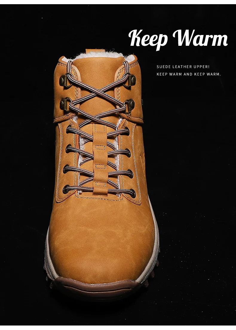 Plush Warm Shoes Men Winter Hiking Shoes Trekking Men Snow Boots Waterproof Upper Climbing Shoes Antiskid Boots Big Size 39-47