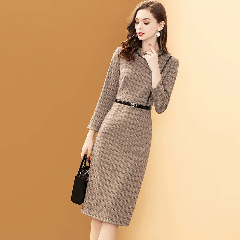 

Plaid Women's 2020 New Temperament Lace Dress