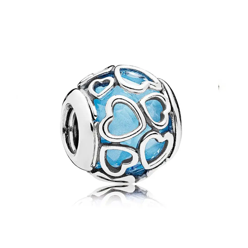 PDB ZZ 06 Стерлинговое Серебро 925 ювелирные изделия 1:1 синий волнистый Вихрь Cerise обернутый в любовь украшенный драгоценный камень Шарм Бусины - Цвет: 792036NBS