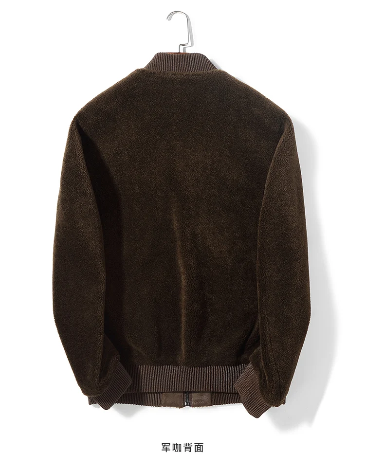 AYUNSUE Real Fur Coat Men Jacket Winter Wool Sheep Shearing Short Korean Bomber Jacket Erkek Mont K9SYJI028 KJ3503