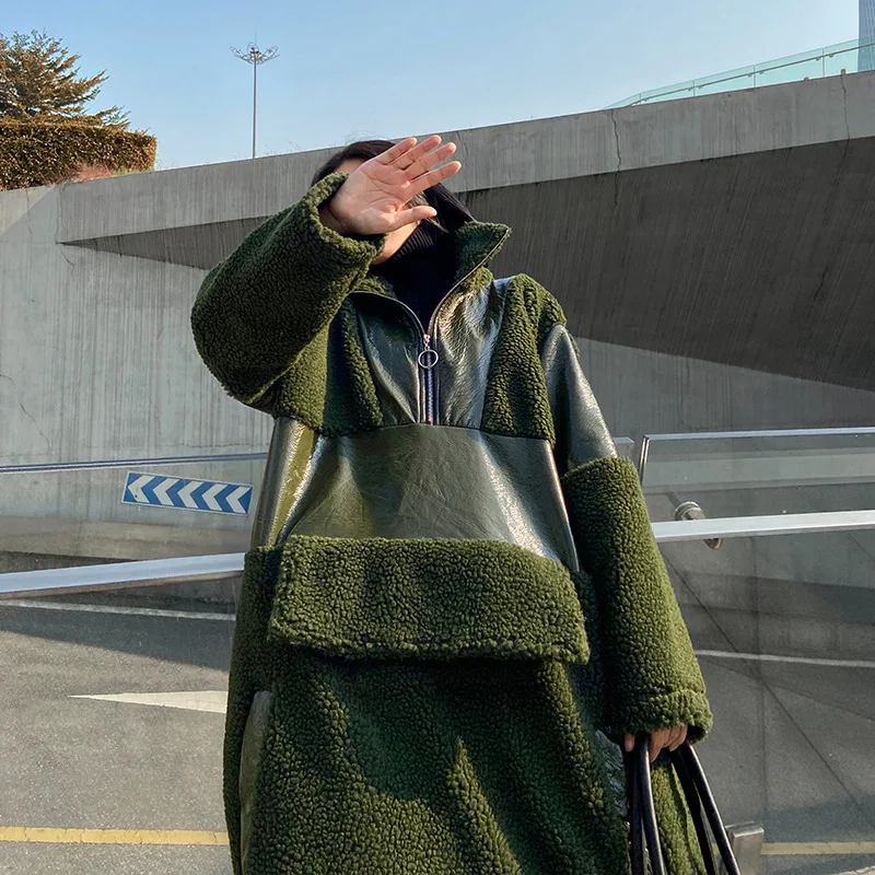 Vefadisa Army Green Cashmere Sweatshirt Dress