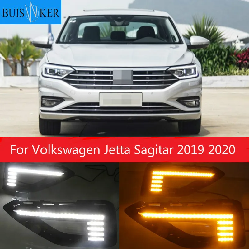 

Фары для Volkswagen Jetta Sagitar 2019 2020, динамическое желтое реле сигнала поворота, водонепроницаемая автомобильная лампа DRL 12 В, светодиодные дневные ходовые огни
