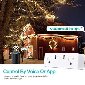 

Home Automation US Plug WiFi Smart Socket App Remote Control Dual USB Outlet