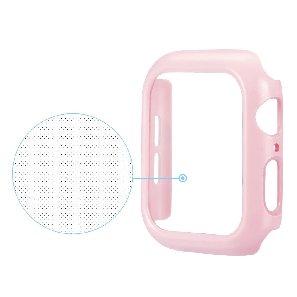 Watch Cover Case For Apple Watch Series 5 4 3 2 1 Case 42mm 38m 40mm 44mm 360 Full Slim PC Shell Screen Protector for iWatch 5/4 - Color: Pink