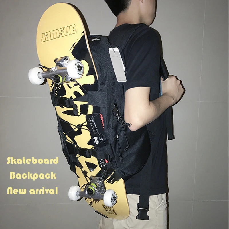Adults Men Women Skateboard Backpack Skating Accessories Double Rocker Skate Board Bag Oxford Large Capacity Longboard Backpack