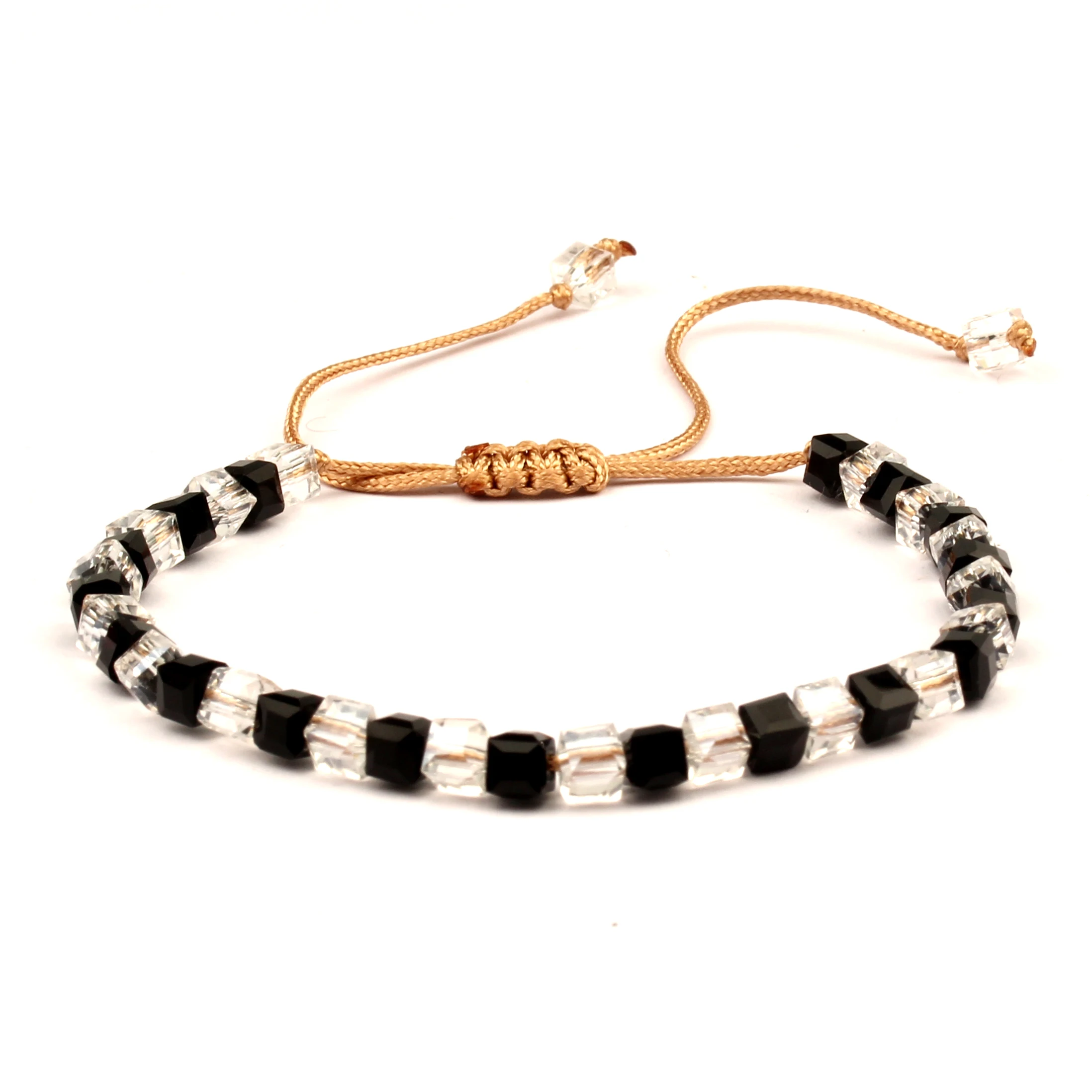 

Simple Boho Styles Fashion Square Glass Crystal Shine Charm Bracelets For Women Bangles Wedding Bridal Jewellry Gifts