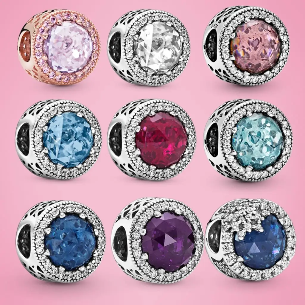 Распродажа 100% реальные бриллианты серебряные блестящие сердца бусины подвески