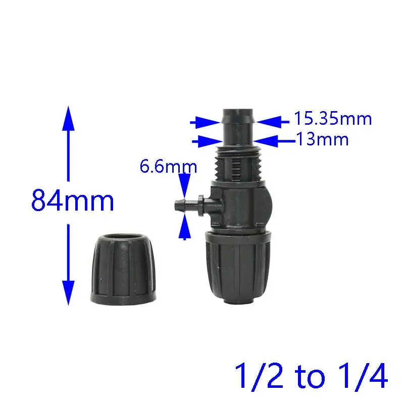 Садовый шланг 1/" до 1/2 редуктор тройник делитель воды Барб 16 мм до 4/7 тройник для шланга замок гаечный соединитель 1 шт - Цвет: 16mm to 4mm hose