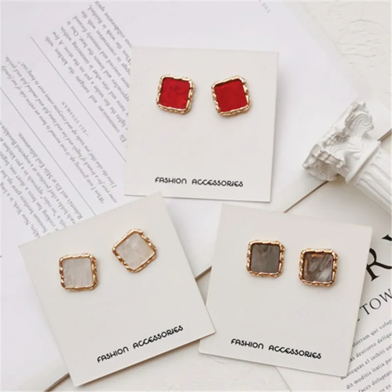Модные геометрические полимерные мс серьги-гвоздики винтажные металлические квадратные нежные женские серьги-гвоздики для женщин ювелирные изделия
