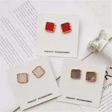 Модные геометрические полимерные мс серьги-гвоздики винтажные металлические квадратные нежные женские серьги-гвоздики для женщин ювелирные изделия