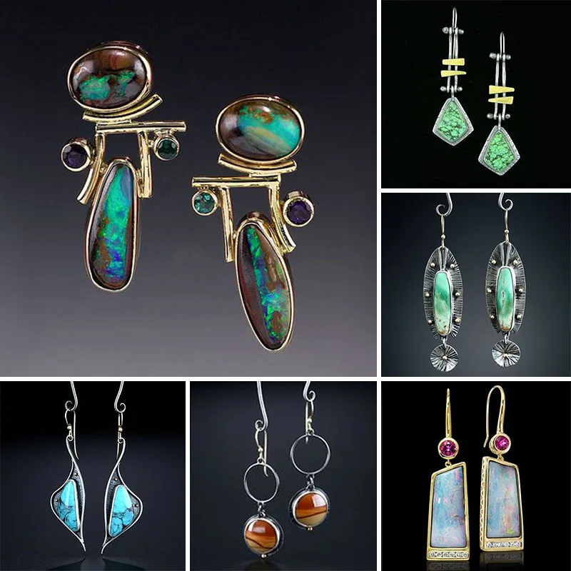 

Vintage Resin Pendants Drop Earrings for Women 2019 Creative Hanging Retro Ethnic Boho Dangle Earrings Indian Jewelry O5C