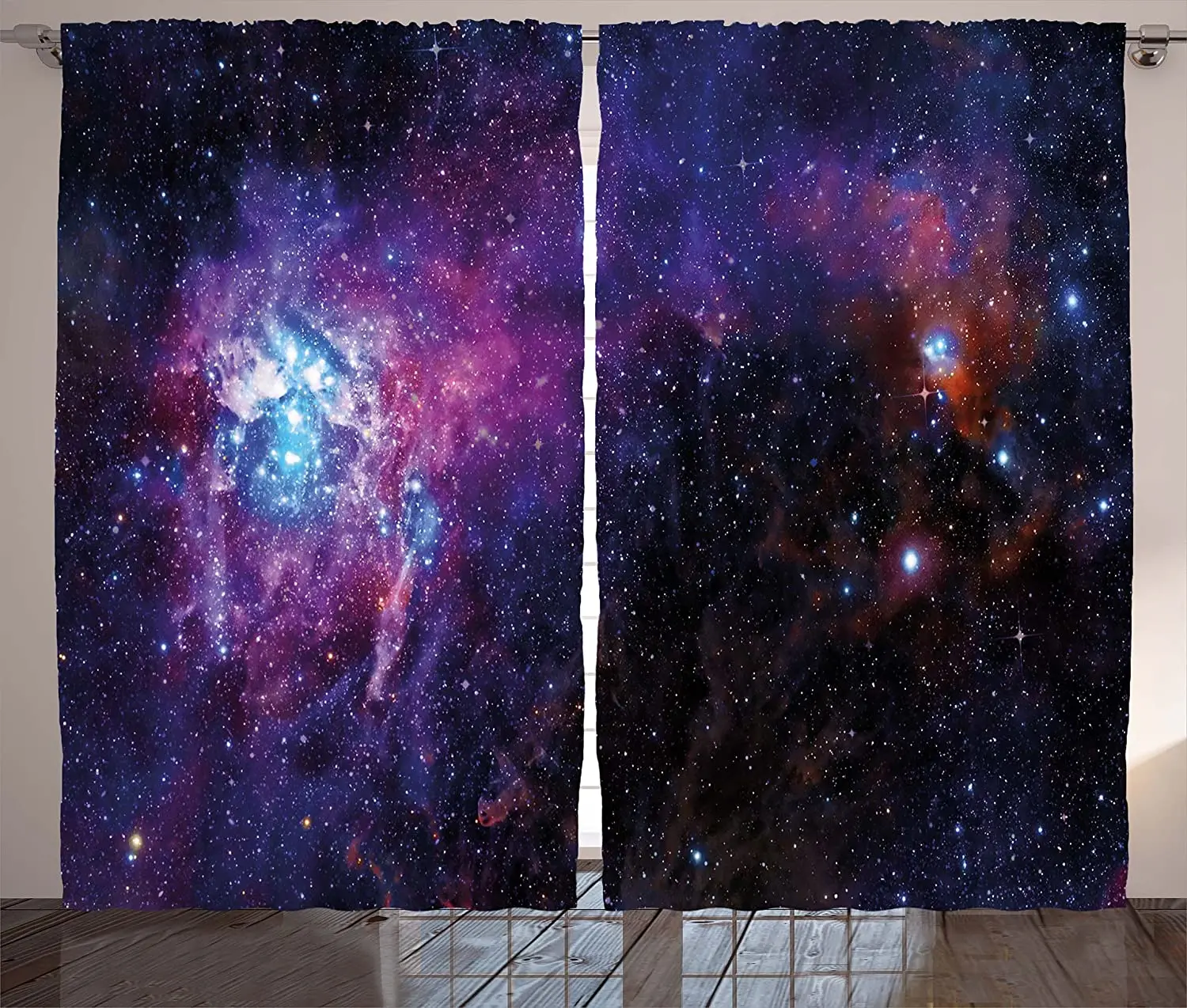Galaxy Curtains Starry Night Nebula Cloud Celestial Theme Image Space Art Elements Print Living Room Bedroom Window Drapes | Дом и сад