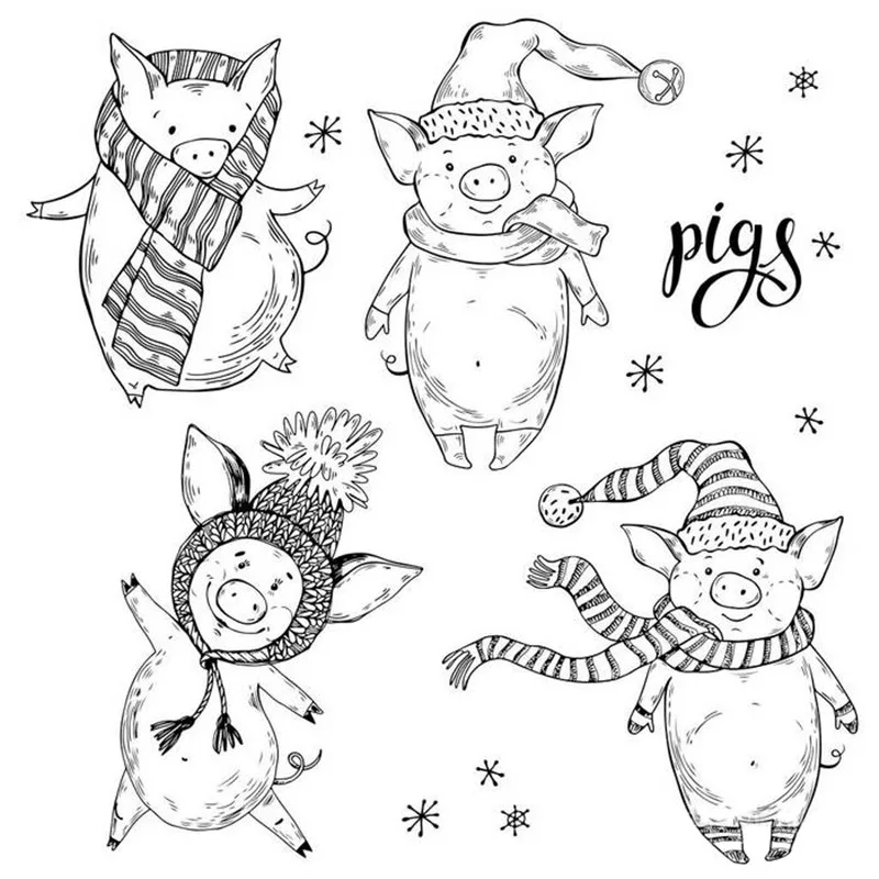 New2021 Make Variety Cartoons Christmas Pigs Decoration Scrapbooking Paper Background Stamps Frame Card Craft No Cutting Die | Дом и сад