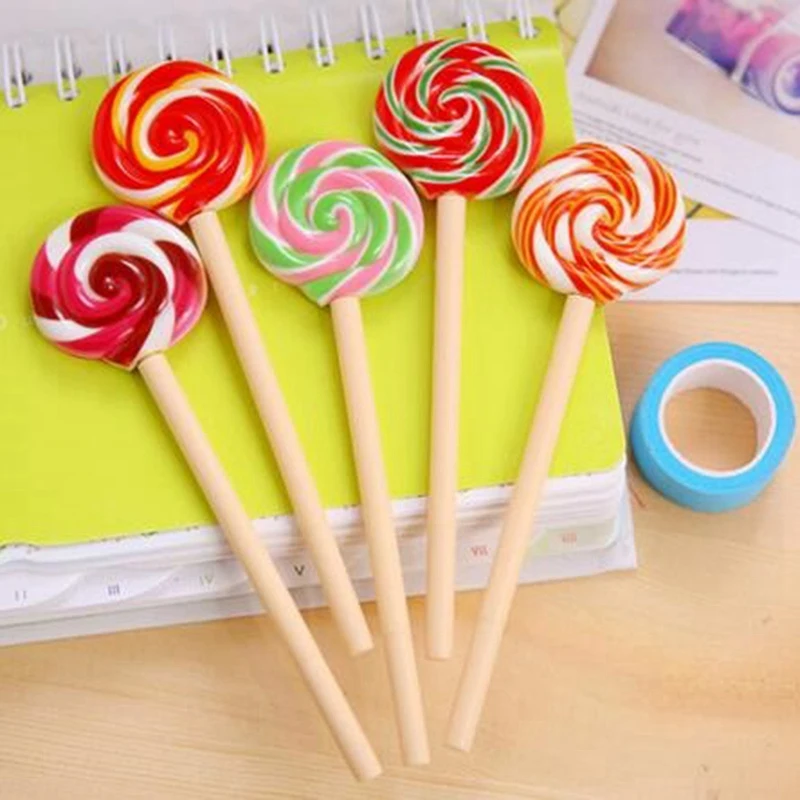 

24Pcs / Lollipop Design 0.5Mm Black Ink Ballpoint Pen Student Signature Ballpoint Pen Office School Stationery