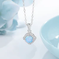 925 Sterling Silver Necklaces & Pendants for Women Fashion Opal Stone Necklaces with Clear CZ Fine Jewelry Gifts (Lam Hub Fong) - Image 2
